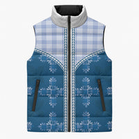 Blue Hawaii Paniolo Quilt Motif Sleeveless Puffer Jacket