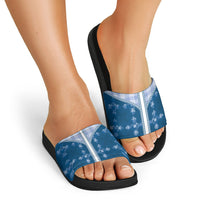 Blue Hawaii Paniolo Quilt Motif Slide Sandals