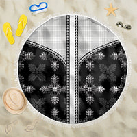 Black Hawaii Paniolo Quilt Motif Beach Blanket