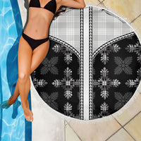 Black Hawaii Paniolo Quilt Motif Beach Blanket