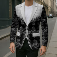 Black Hawaii Paniolo Quilt Motif Blazer