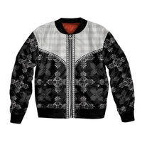 Black Hawaii Paniolo Quilt Motif Bomber Jacket