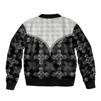 Black Hawaii Paniolo Quilt Motif Bomber Jacket