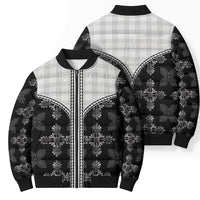 Black Hawaii Paniolo Quilt Motif Bomber Puffer Jacket