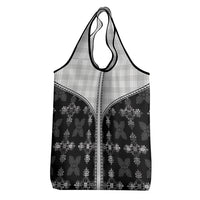 Black Hawaii Paniolo Quilt Motif Grocery Bag