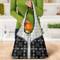 Black Hawaii Paniolo Quilt Motif Grocery Bag