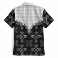 Black Hawaii Paniolo Quilt Motif Hawaiian Shirt