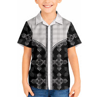 Black Hawaii Paniolo Quilt Motif Hawaiian Shirt