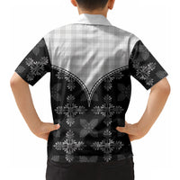 Black Hawaii Paniolo Quilt Motif Hawaiian Shirt
