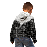 Black Hawaii Paniolo Quilt Motif Kid Hoodie