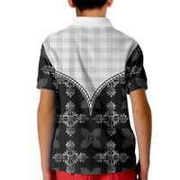 Black Hawaii Paniolo Quilt Motif Kid Polo Shirt