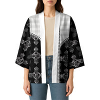 Black Hawaii Paniolo Quilt Motif Kimono