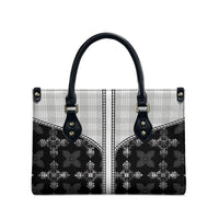 Black Hawaii Paniolo Quilt Motif Leather Bag