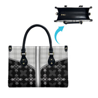 Black Hawaii Paniolo Quilt Motif Leather Bag