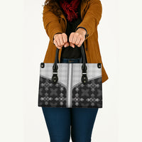 Black Hawaii Paniolo Quilt Motif Leather Bag