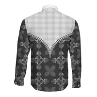 Black Hawaii Paniolo Quilt Motif Long Sleeve Button Shirt