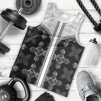 Black Hawaii Paniolo Quilt Motif Men Tank Top