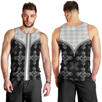 Black Hawaii Paniolo Quilt Motif Men Tank Top