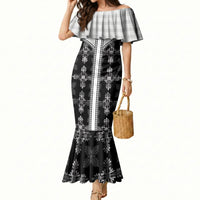 Black Hawaii Paniolo Quilt Motif Mermaid Dress