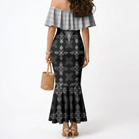 Black Hawaii Paniolo Quilt Motif Mermaid Dress