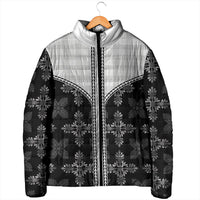 Black Hawaii Paniolo Quilt Motif Padded Jacket