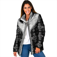 Black Hawaii Paniolo Quilt Motif Padded Jacket