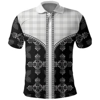 Black Hawaii Paniolo Quilt Motif Polo Shirt