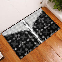Black Hawaii Paniolo Quilt Motif Rubber Doormat