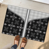 Black Hawaii Paniolo Quilt Motif Rubber Doormat