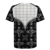 Black Hawaii Paniolo Quilt Motif Rugby Jersey