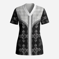 Black Hawaii Paniolo Quilt Motif Scrub Top