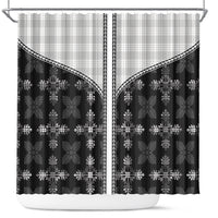 Black Hawaii Paniolo Quilt Motif Shower Curtain