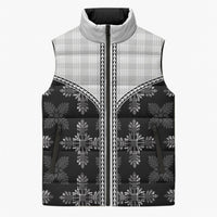 Black Hawaii Paniolo Quilt Motif Sleeveless Puffer Jacket