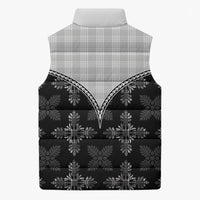 Black Hawaii Paniolo Quilt Motif Sleeveless Puffer Jacket