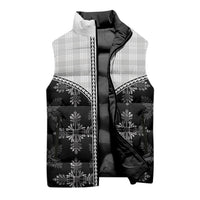 Black Hawaii Paniolo Quilt Motif Sleeveless Puffer Jacket
