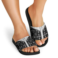 Black Hawaii Paniolo Quilt Motif Slide Sandals