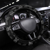 Black Hawaii Paniolo Quilt Motif Steering Wheel Cover