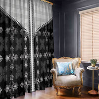 Black Hawaii Paniolo Quilt Motif Window Curtain
