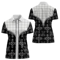 Black Hawaii Paniolo Quilt Motif Women Polo Shirt
