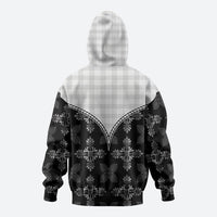 Black Hawaii Paniolo Quilt Motif Zip Hoodie