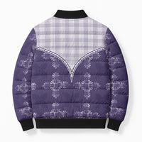 Purple Hawaii Paniolo Quilt Motif Bomber Puffer Jacket