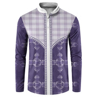 Purple Hawaii Paniolo Quilt Motif Button Sweatshirt
