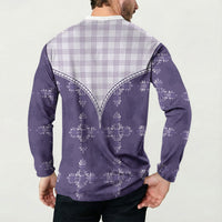 Purple Hawaii Paniolo Quilt Motif Button Sweatshirt