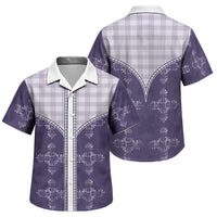 Purple Hawaii Paniolo Quilt Motif Family Matching Summer Maxi Dress and Hawaiian Shirt