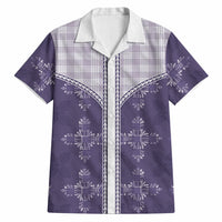 Purple Hawaii Paniolo Quilt Motif Hawaiian Shirt