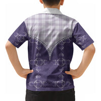Purple Hawaii Paniolo Quilt Motif Kid Hawaiian Shirt
