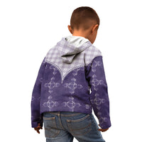 Purple Hawaii Paniolo Quilt Motif Kid Hoodie