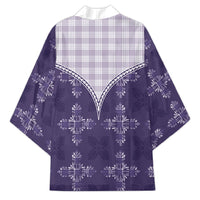 Purple Hawaii Paniolo Quilt Motif Kimono