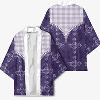 Purple Hawaii Paniolo Quilt Motif Kimono