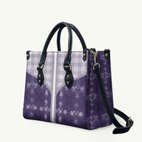 Purple Hawaii Paniolo Quilt Motif Leather Bag